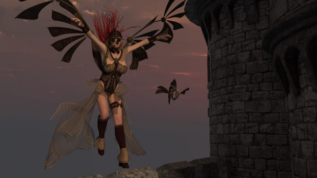 Обои картинки фото 3д графика, существа , creatures, девушка, взгляд, фон, демон