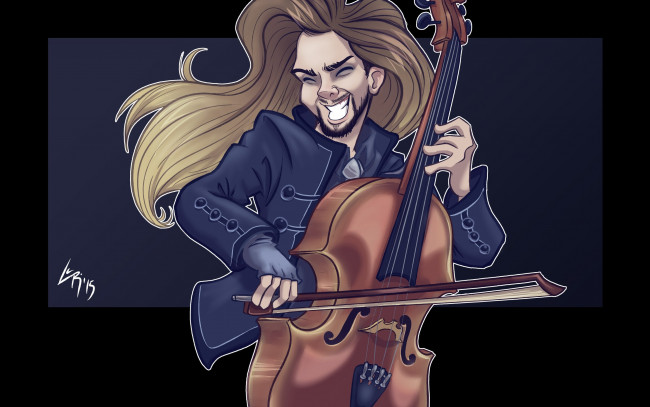 Обои картинки фото рисованное, комиксы, larissarivero, apocalyptica, perttu, kivilaakso, пертту, кивилааксо, cello, виолончель