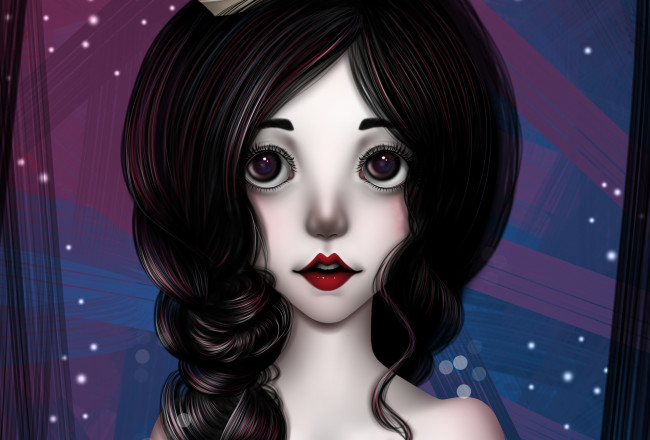 Обои картинки фото рисованное, люди, nimfpa, девочка, лицо, волосы