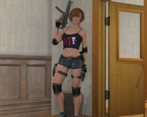 Картинка 3д+графика фантазия+ fantasy оружие фон взгляд девушка