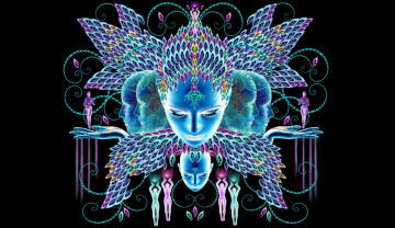 Картинка 3д+графика абстракция+ abstract лицо люди симметрия