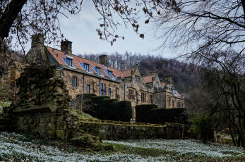 Картинка англия города -+здания +дома деревья камни кустарники цветы