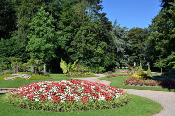 Картинка франция природа парк газон цветы дорожка деревья