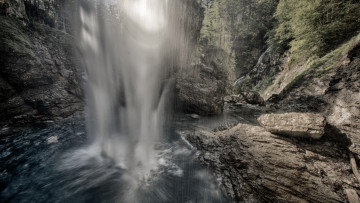 Картинка природа водопады водопад лес река