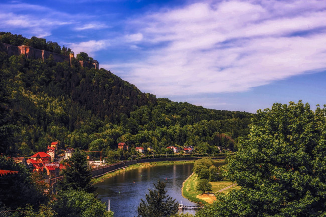 Обои картинки фото германия, города, - пейзажи, водоем, дома, холм, деревья