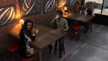 Картинка 3д+графика люди+ people девушка взгляд фон