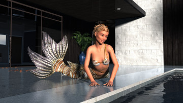 Картинка 3д+графика существа+ creatures взгляд девушка фон