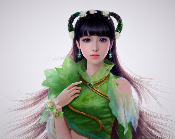 Обои картинки фото 3д графика, люди , people, девушка, фон, взгляд