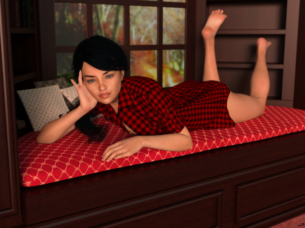 Обои картинки фото 3д графика, люди , people, фон, взгляд, девушка