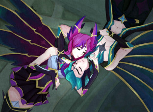 Картинка видео+игры league+of+legends rakan xayah пара крылья