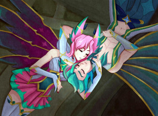 Картинка видео+игры league+of+legends rakan xayah пара крылья