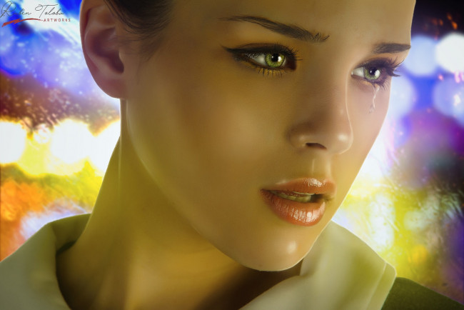 Обои картинки фото фэнтези, фотоарт, девушка, лицо, слеза