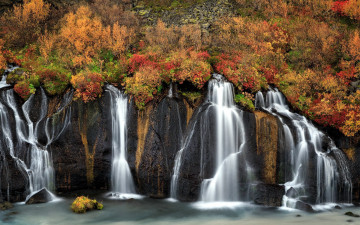 Картинка hraunfossar iceland природа водопады
