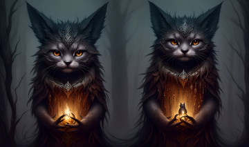 Картинка фэнтези существа нейросети графика нейроарт ai art нейронные сети рисунки нейро искусство