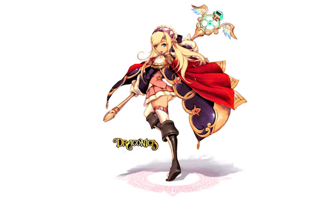 Обои картинки фото видео игры, dragonica, девушка, наряд, плащ, посох