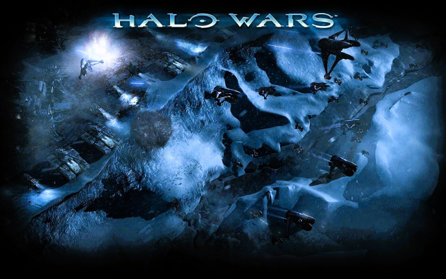 Обои картинки фото видео игры, halo wars, ночь, снег, окопы, позиции, техника, война