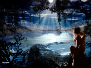 Картинка колдовское озеро фэнтези девушки