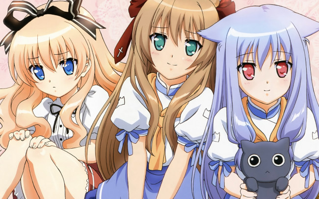 Обои картинки фото аниме, mayoi, neko, overrun