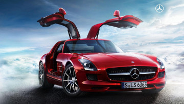 Картинка автомобили mercedes benz облака sls amg gullwing doors