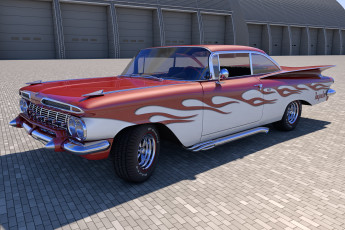 обоя автомобили, 3д, chevrolet, 1959