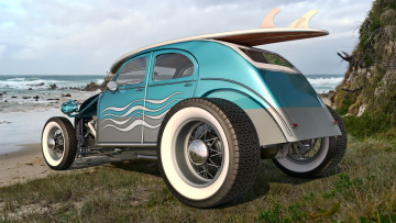 обоя автомобили, 3д, море, автомобиль