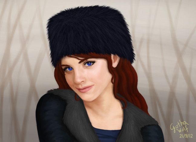 Обои картинки фото рисованные, люди, взгляд, улыбка, девушка