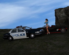 обоя 3д графика, люди , people, автомобиль, взгляд, девушка