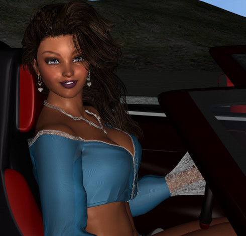 Обои картинки фото 3д графика, люди , people, улыбка, взгляд, девушка