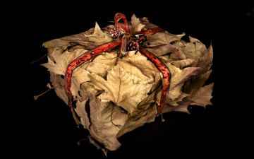 Картинка праздничные подарки+и+коробочки подарок листья коробка