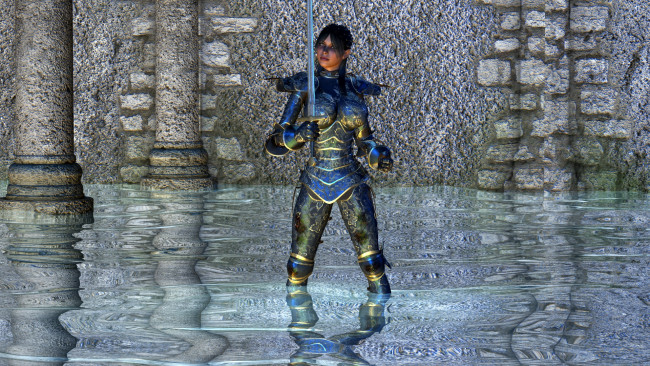 Обои картинки фото видео игры, dark heresy, оружие, фон, взгляд, девушка