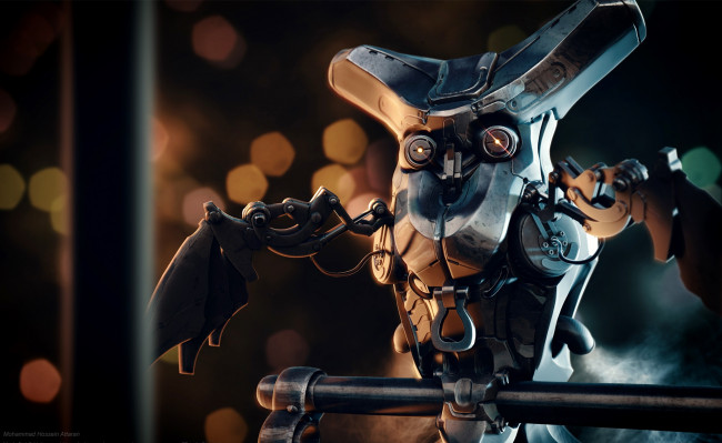 Обои картинки фото фэнтези, роботы,  киборги,  механизмы, mohammad, hossein, attaran, механика, механическая, сова, mech, owl, робот