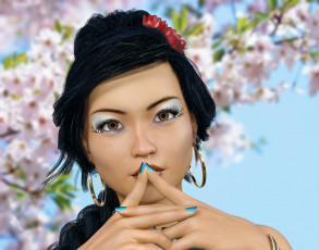 Картинка 3д+графика портрет+ portraits фон взгляд девушка