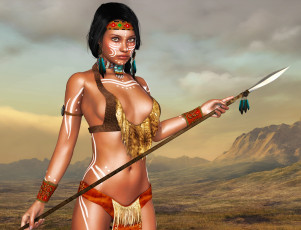 Картинка 3д+графика амазонки+ amazon девушка взгляд фон