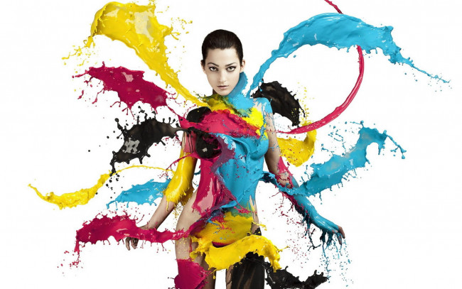 Обои картинки фото девушки, -unsort , креатив, краска, девушка