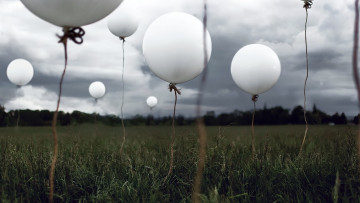 Картинка праздничные шары воздушные небо тучи поле