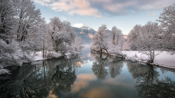 Картинка природа реки озера снег зима