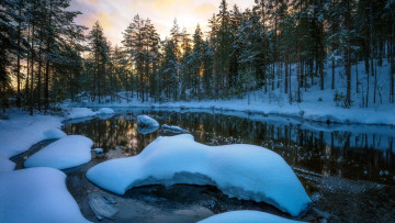 Картинка природа реки озера зима снег