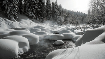 Картинка природа реки озера зима снег