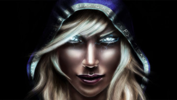 Картинка видео+игры world+of+warcraft девушка фон взгляд капюшон