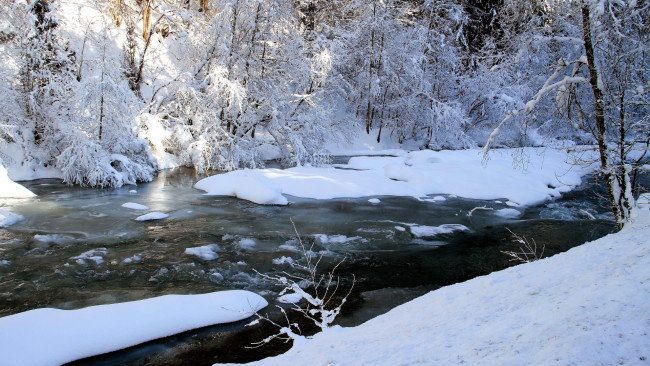 Обои картинки фото природа, реки, озера, снег, зима