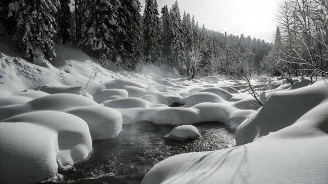 Обои картинки фото природа, реки, озера, зима, снег