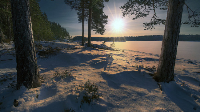 Обои картинки фото природа, восходы, закаты, зима, снег