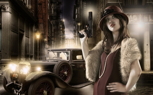 Обои картинки фото девушки, -unsort , девушки с оружием, взгляд, лицо