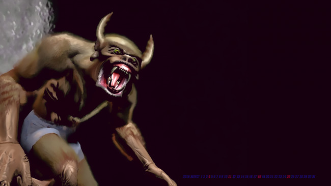 Обои картинки фото календари, фэнтези, 2019, монстр, существо, оскал, calendar