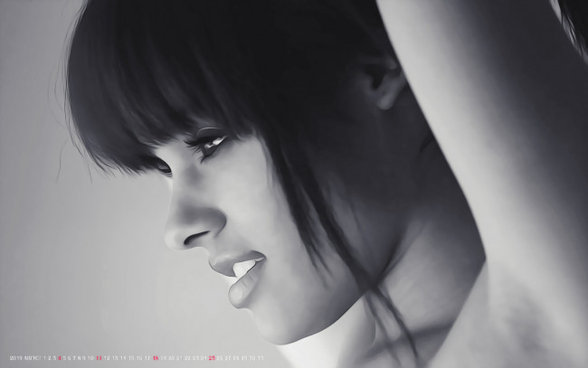 Обои картинки фото календари, компьютерный дизайн, лицо, calendar, женщина, девушка, 2019, профиль