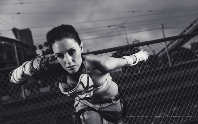 Обои картинки фото календари, компьютерный дизайн, взгляд, девушка, жест, поза, женщина, ограждение, calendar, 2019