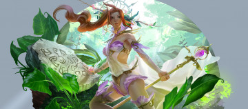 Картинка фэнтези девушки девушка фон униформа посох