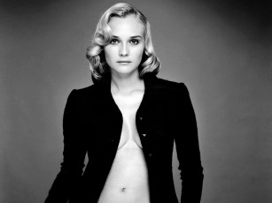обоя девушки, diane kruger, черно-белая, блондинка, кофта