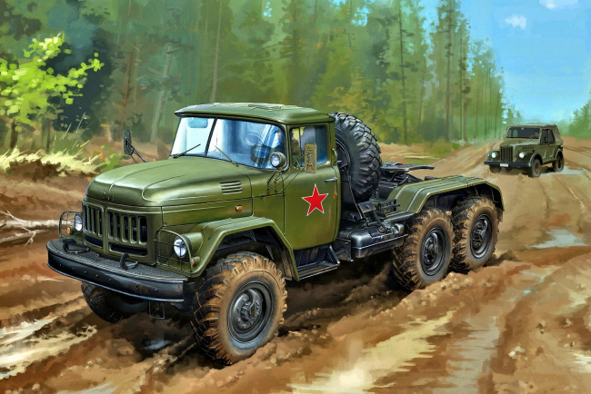 Обои картинки фото рисованное, авто, мото, зил