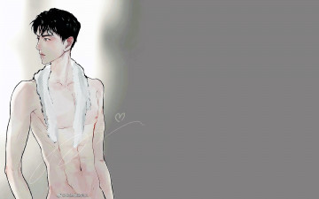 Картинка рисованное люди парень торс полотенце